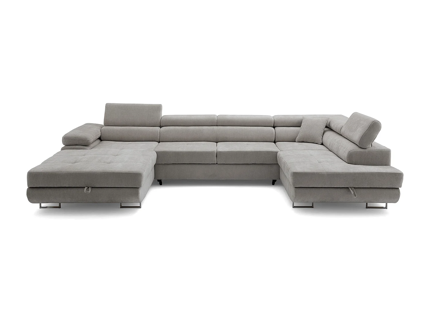 Canapé panoramique convertible avec coffre WILD U Droit avec fonction couchage  Chenille Gris