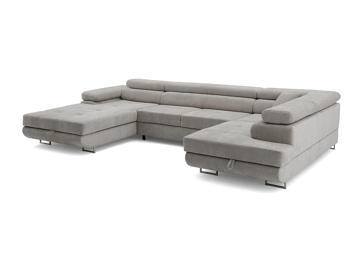 Canapé panoramique convertible avec coffre WILD U Droit avec fonction couchage  Chenille Gris