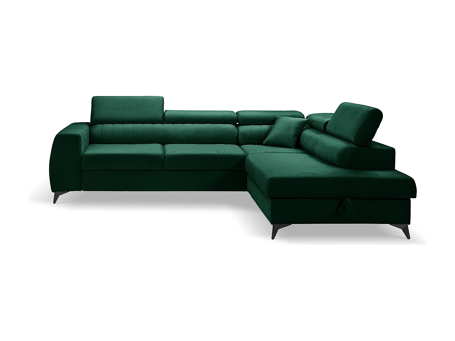 Hoekbank PIERO L links met slaapfunctie 125x195 velours donkergroen
