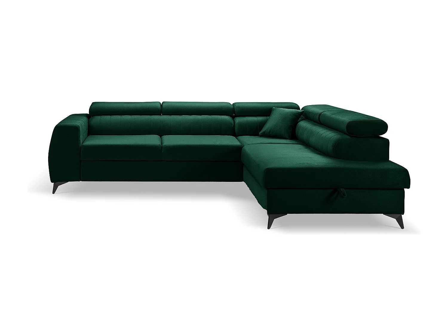 Hoekbank PIERO L links met slaapfunctie 125x195 velours donkergroen