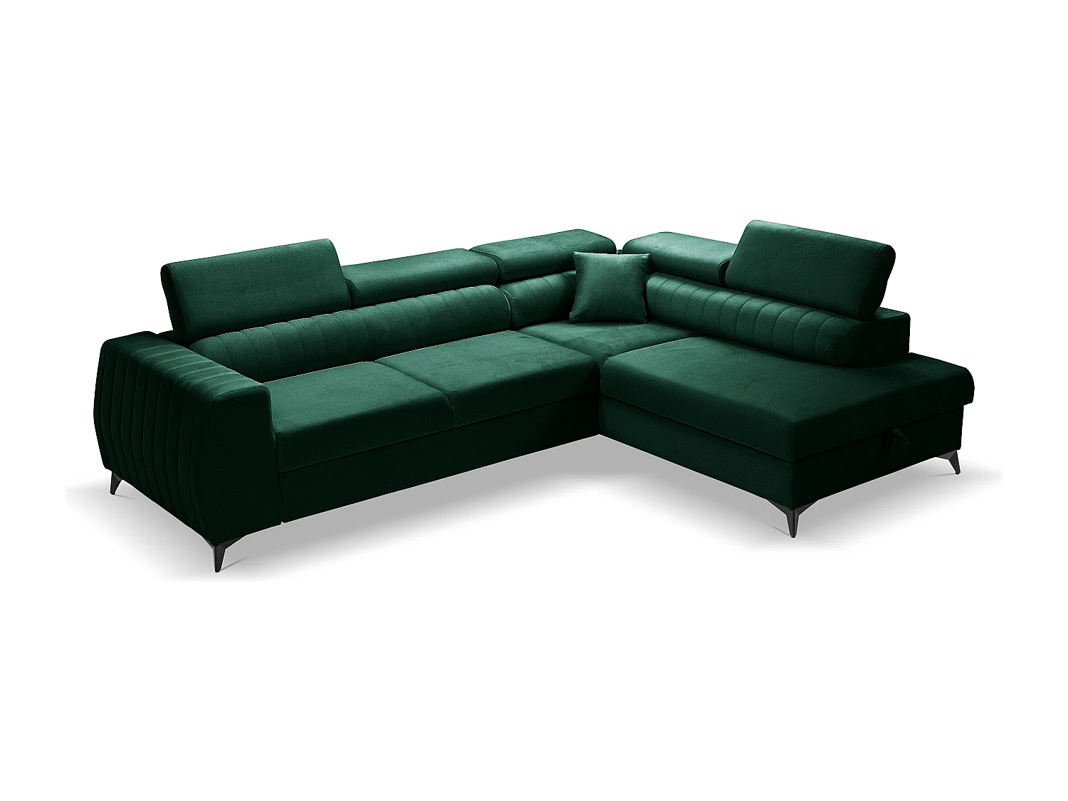 Hoekbank PIERO L links met slaapfunctie 125x195 velours donkergroen