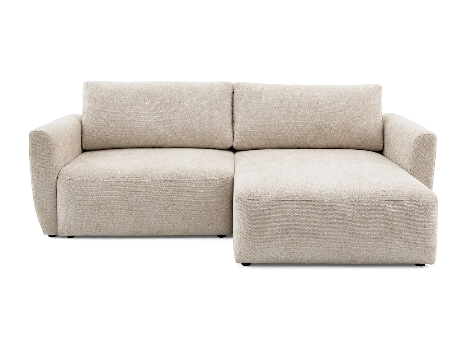 Canapé d'angle BELLA L Droit avec fonction couchage 140x205 Velours Crème