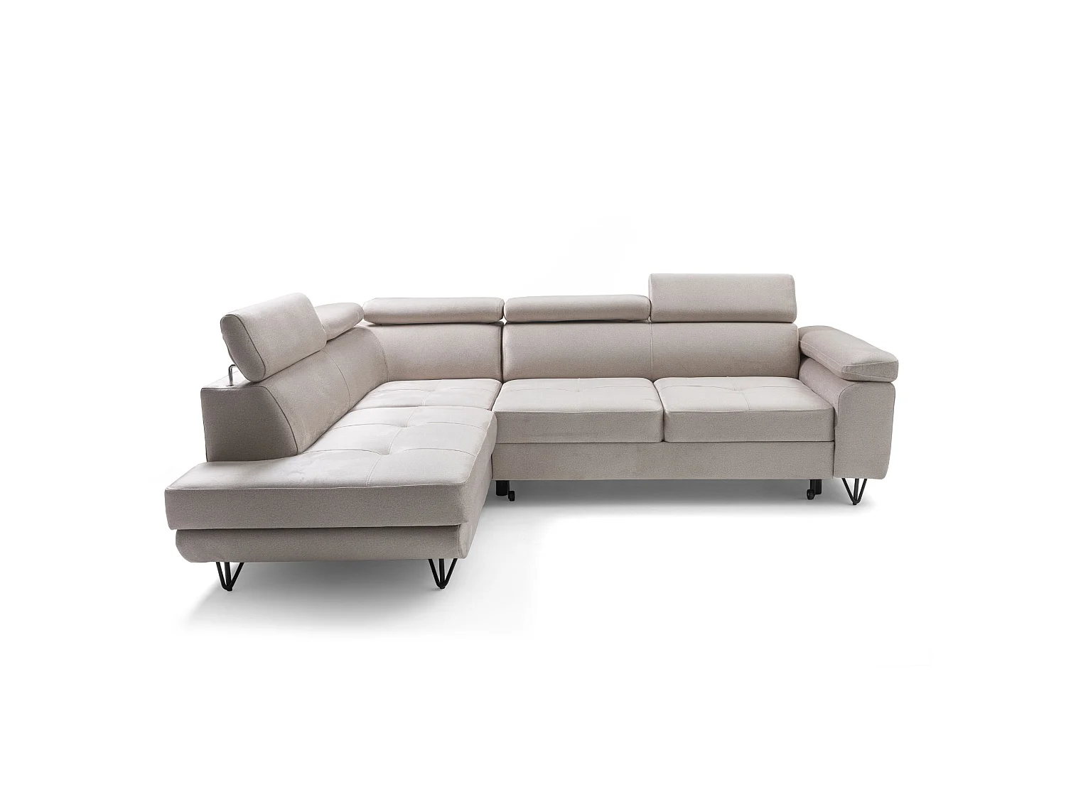 Hoekbank JUNIOR L links met slaapfunctie 128x194 velours crème
