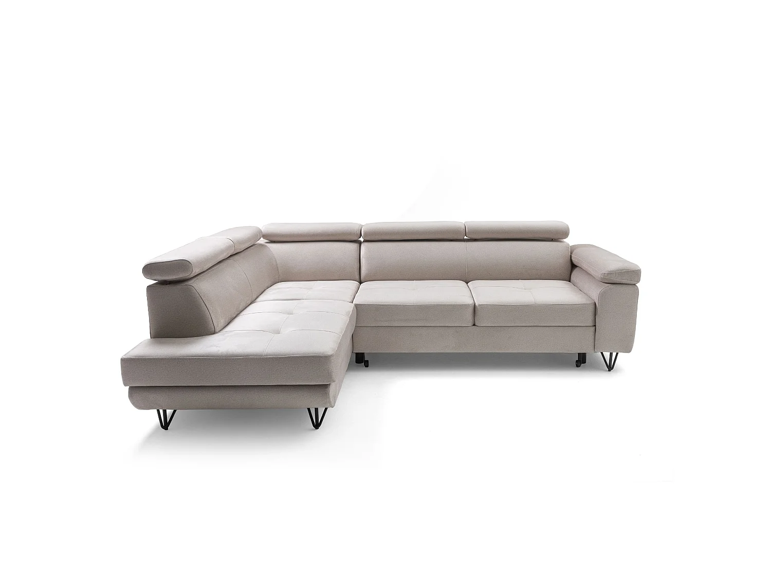 Hoekbank JUNIOR L links met slaapfunctie 128x194 velours crème