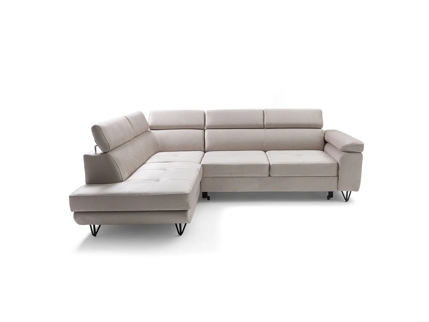 Hoekbank JUNIOR L links met slaapfunctie 128x194 velours crème