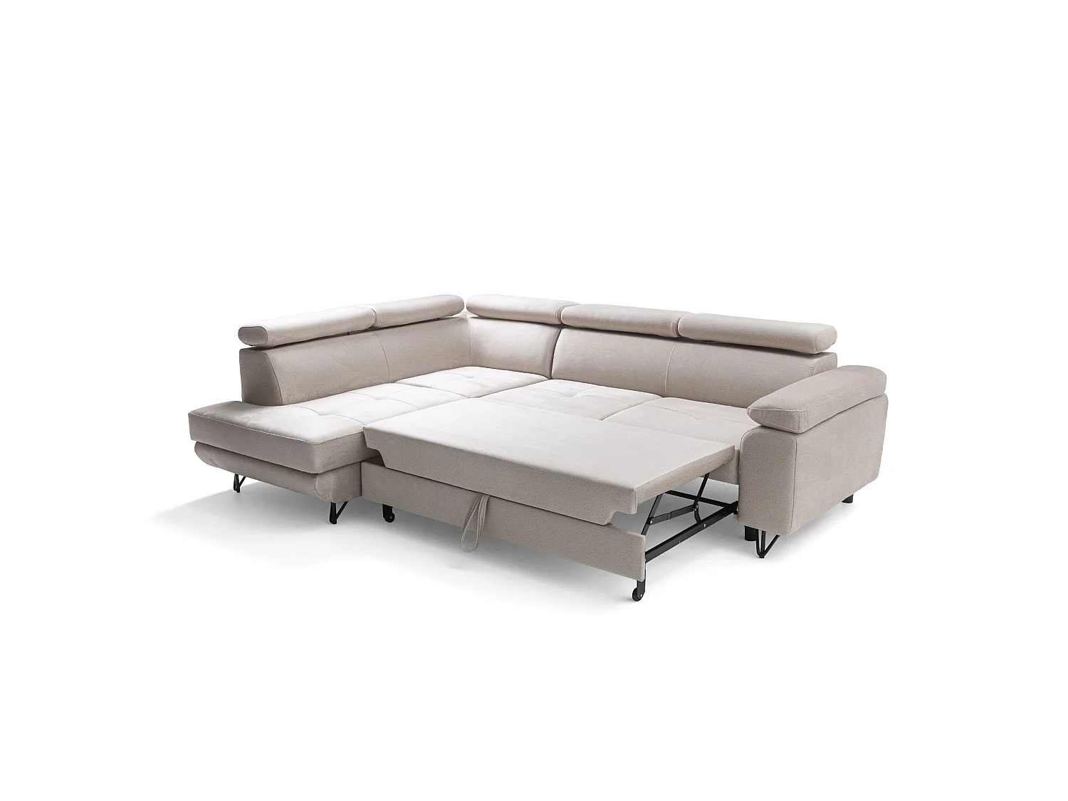 Hoekbank JUNIOR L links met slaapfunctie 128x194 velours crème