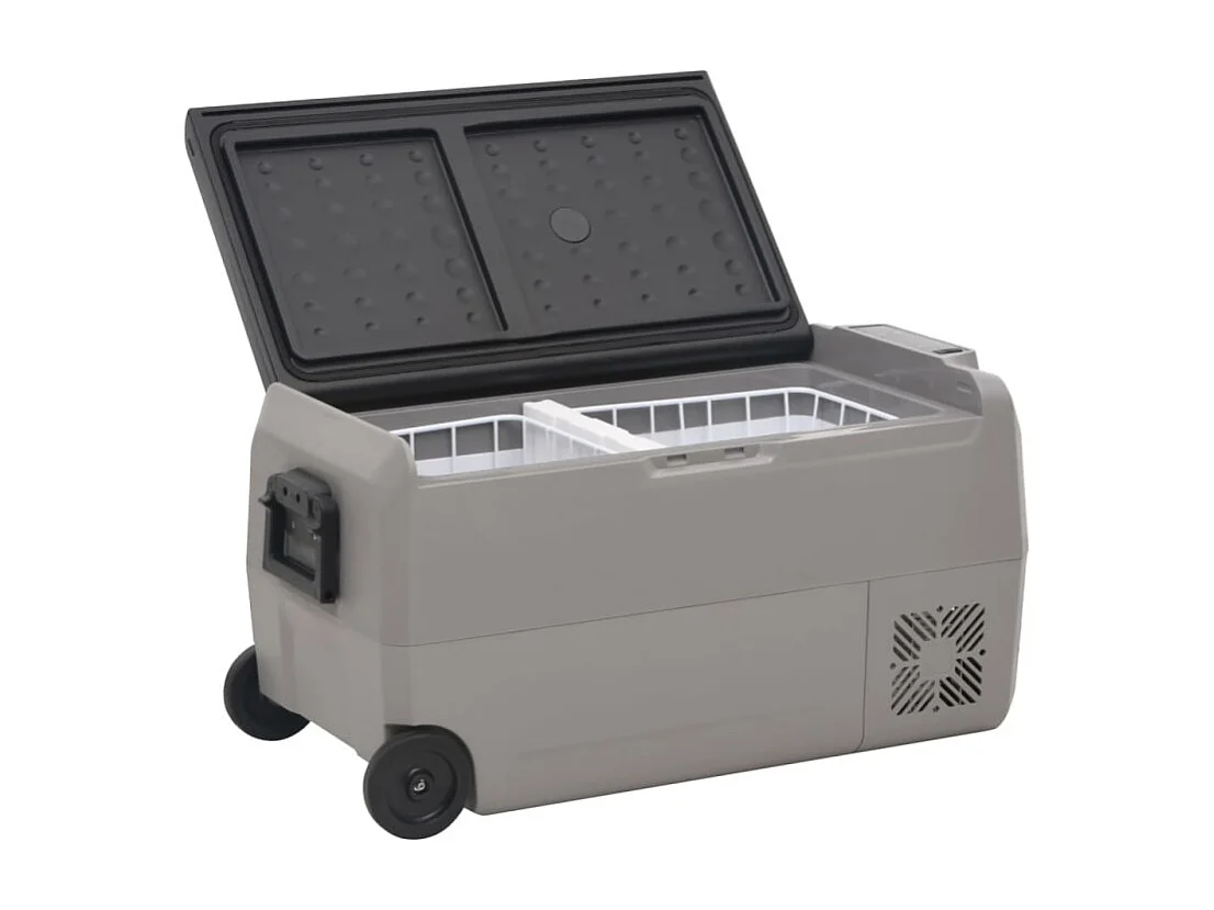 Glacière avec roue et adaptateur noir et gris 60 L PP et PE
