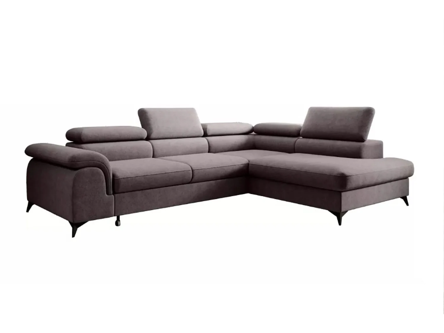 Canapé d'angle PLAZA L Droit avec fonction couchage 125x195 Velours Gris