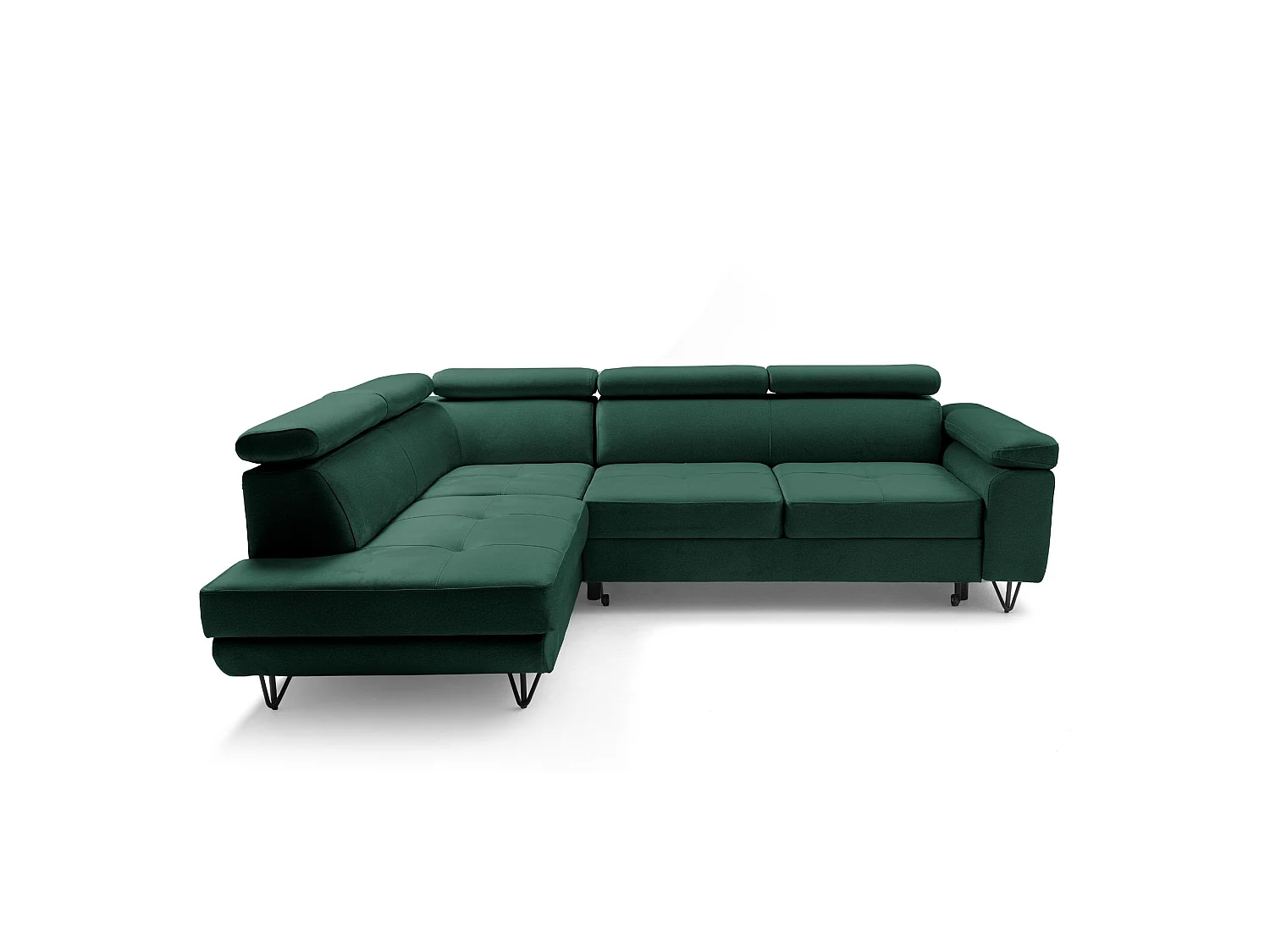 Hoekbank JUNIOR L links met slaapfunctie 128x194 velours groen