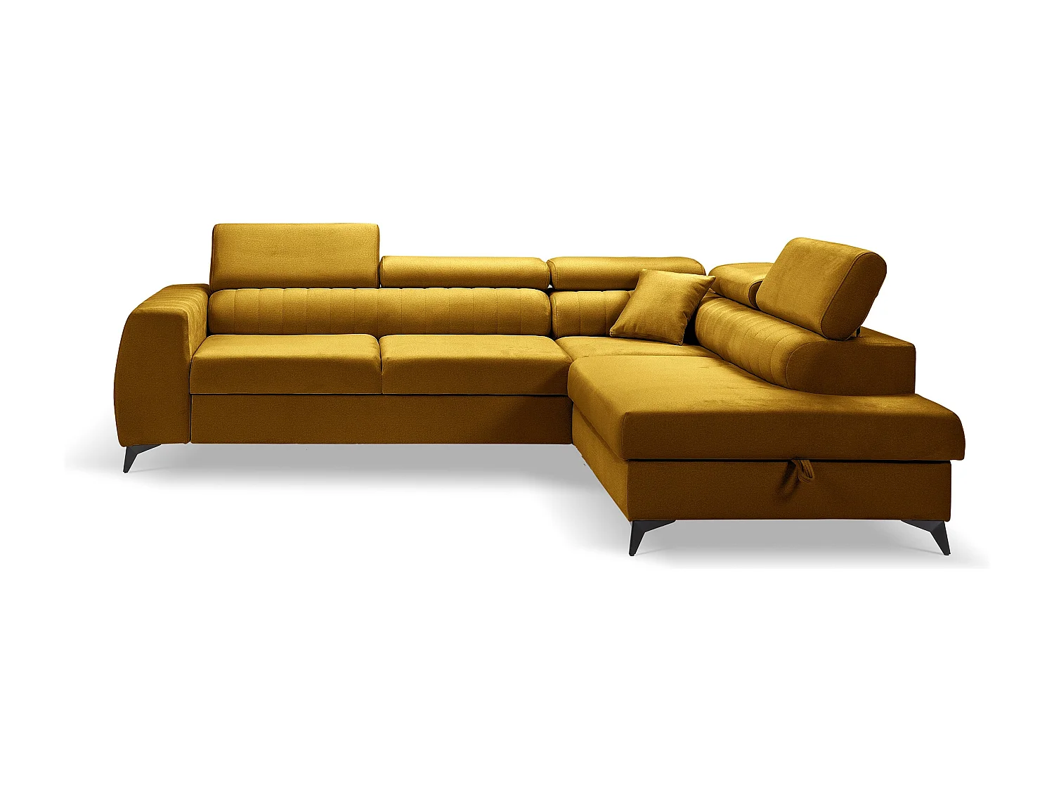 Canapé d'angle PIERO L Gauche avec fonction couchage 125x195 Velours Doré