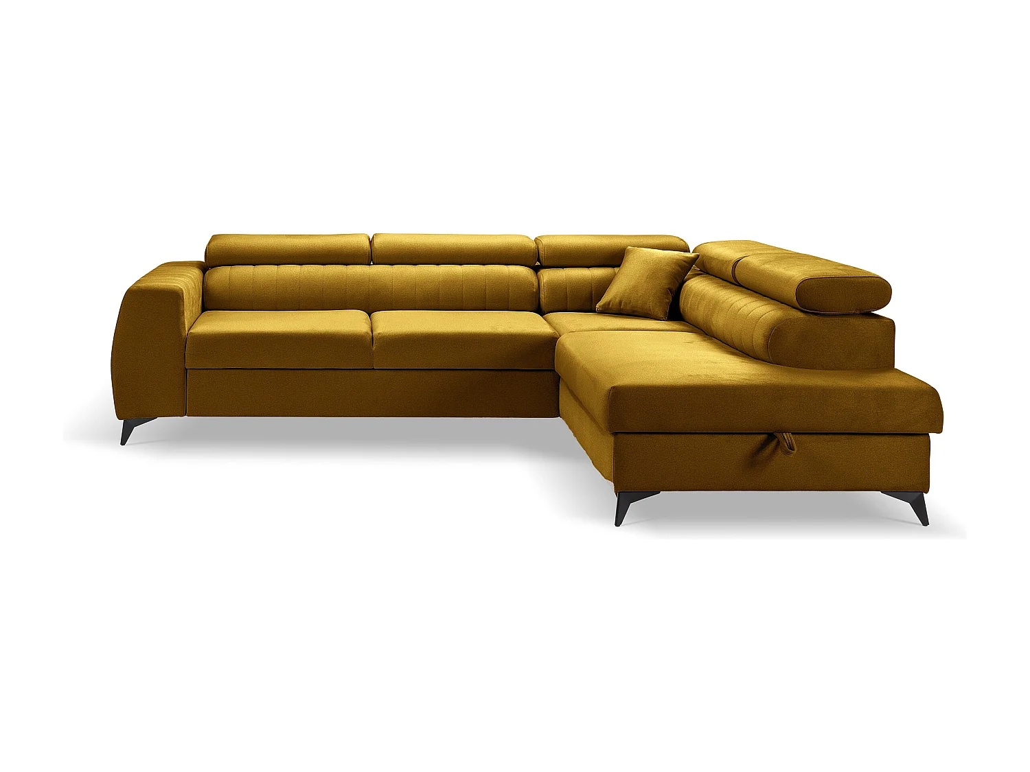 Canapé d'angle PIERO L Gauche avec fonction couchage 125x195 Velours Doré