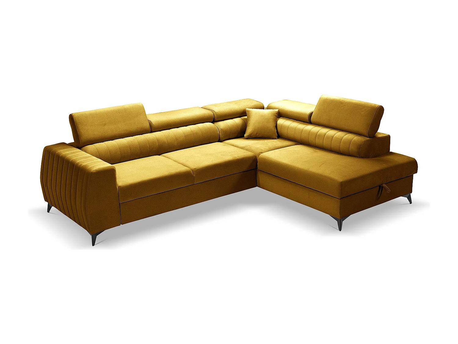 Canapé d'angle PIERO L Gauche avec fonction couchage 125x195 Velours Doré
