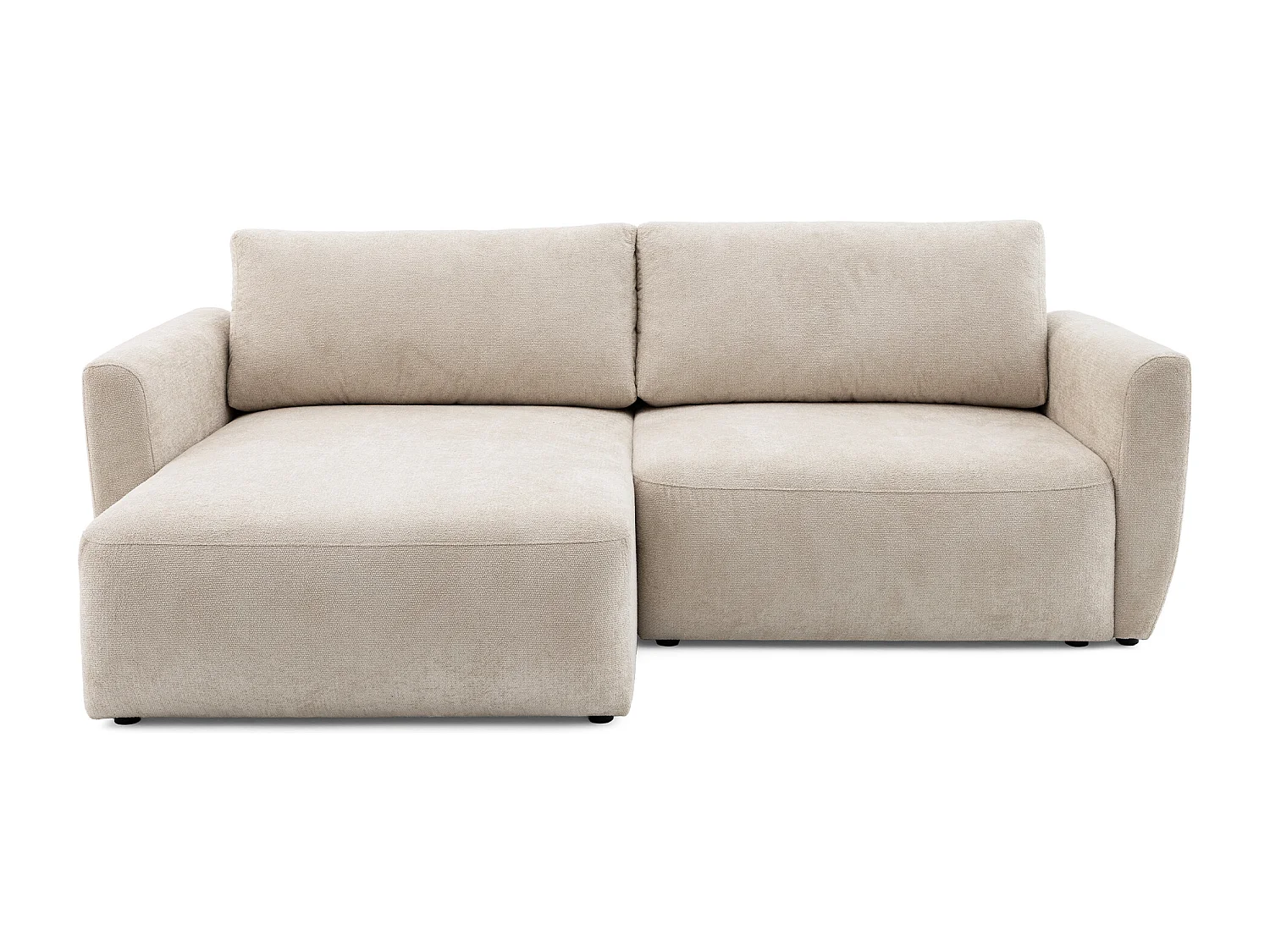 Canapé d'angle BELLA L Gauche avec fonction couchage 140x205 Velours Crème