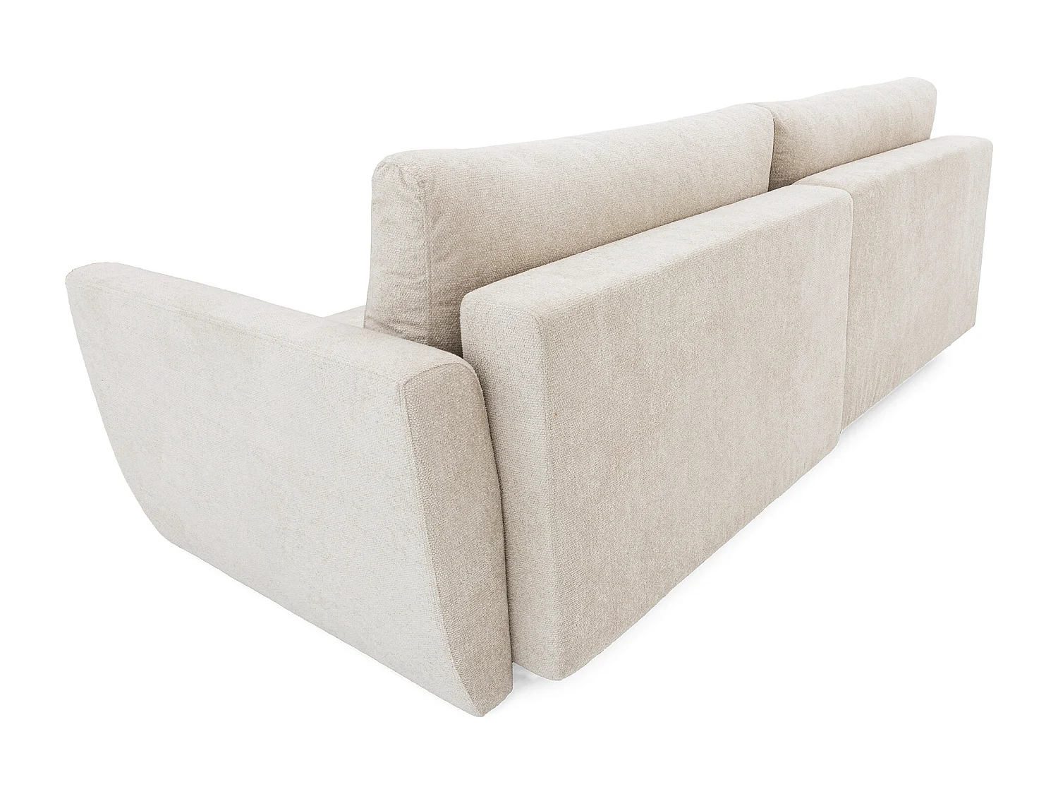 Canapé d'angle BELLA L Gauche avec fonction couchage 140x205 Velours Crème