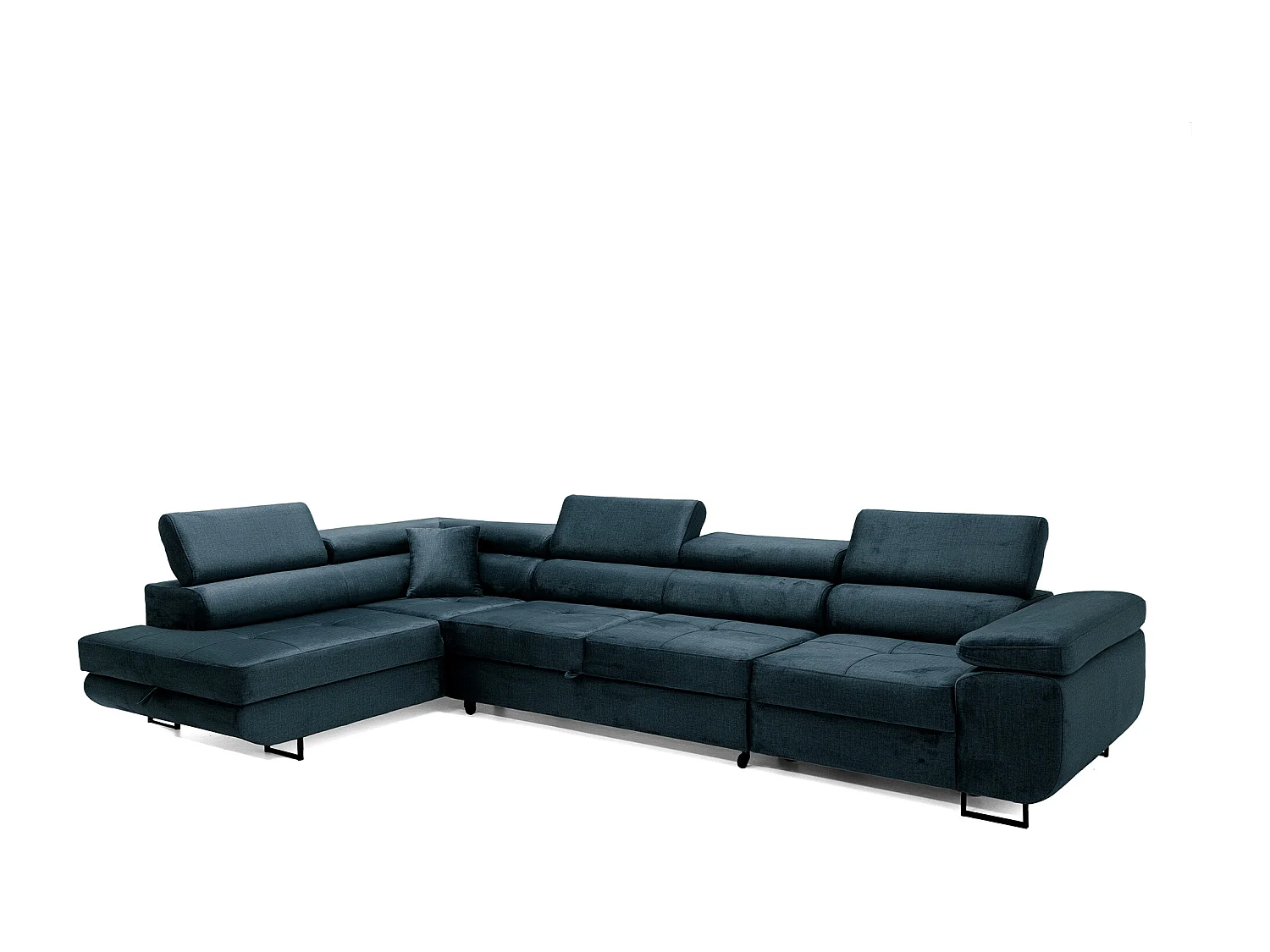 Hoekbank WILD MAXI L links met slaapfunctie 125x195 velours marineblauw