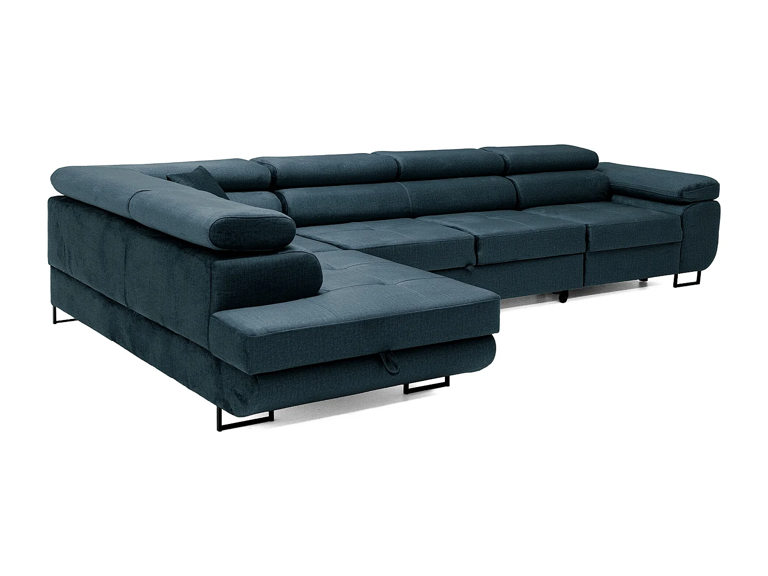 Hoekbank WILD MAXI L links met slaapfunctie 125x195 velours marineblauw