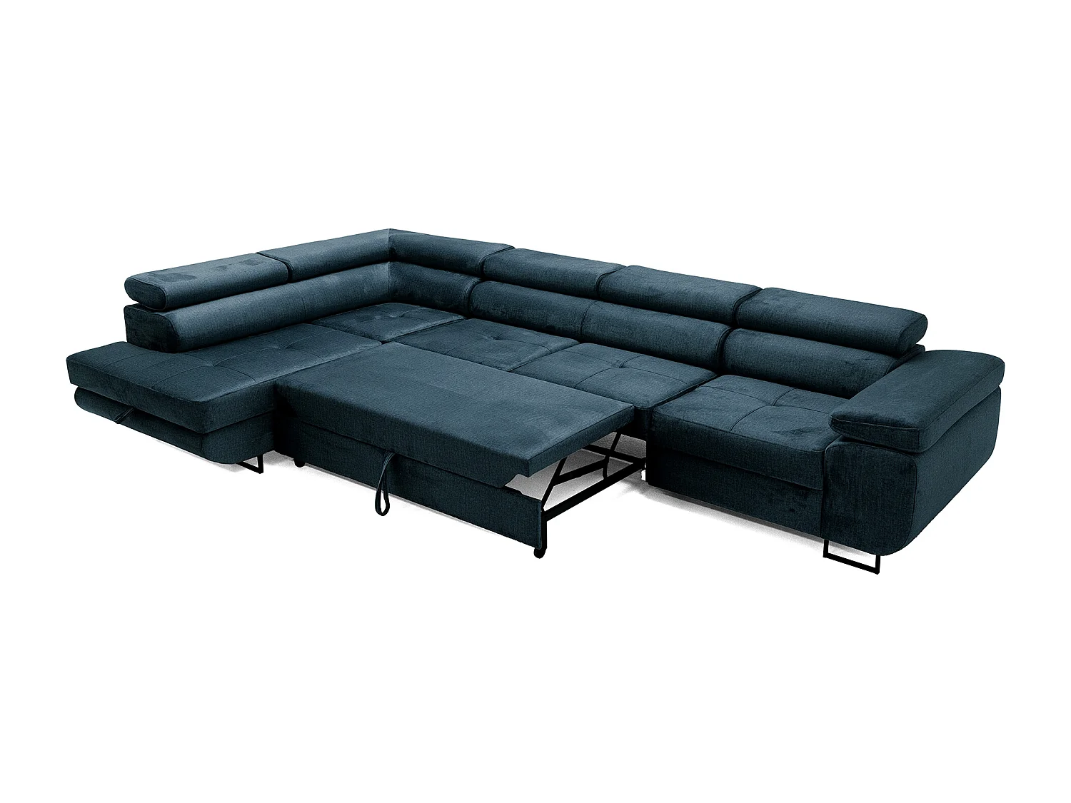 Hoekbank WILD MAXI L links met slaapfunctie 125x195 velours marineblauw