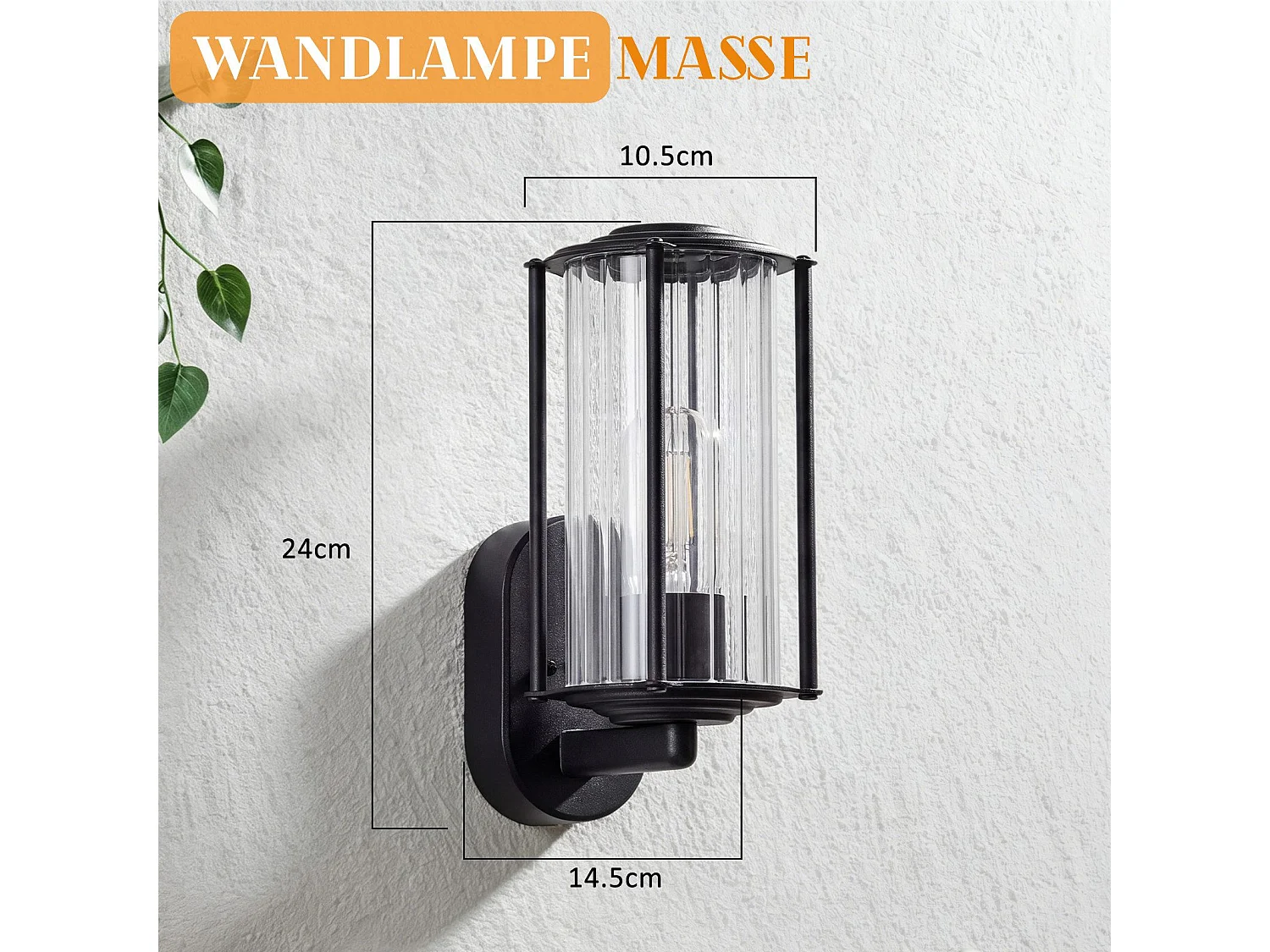 ZMH Applique Murale Extérieur/Intérieur Noir E27 Max 40W Pour Terrasse Balcon Façade Jardin (Sans Ampoule)