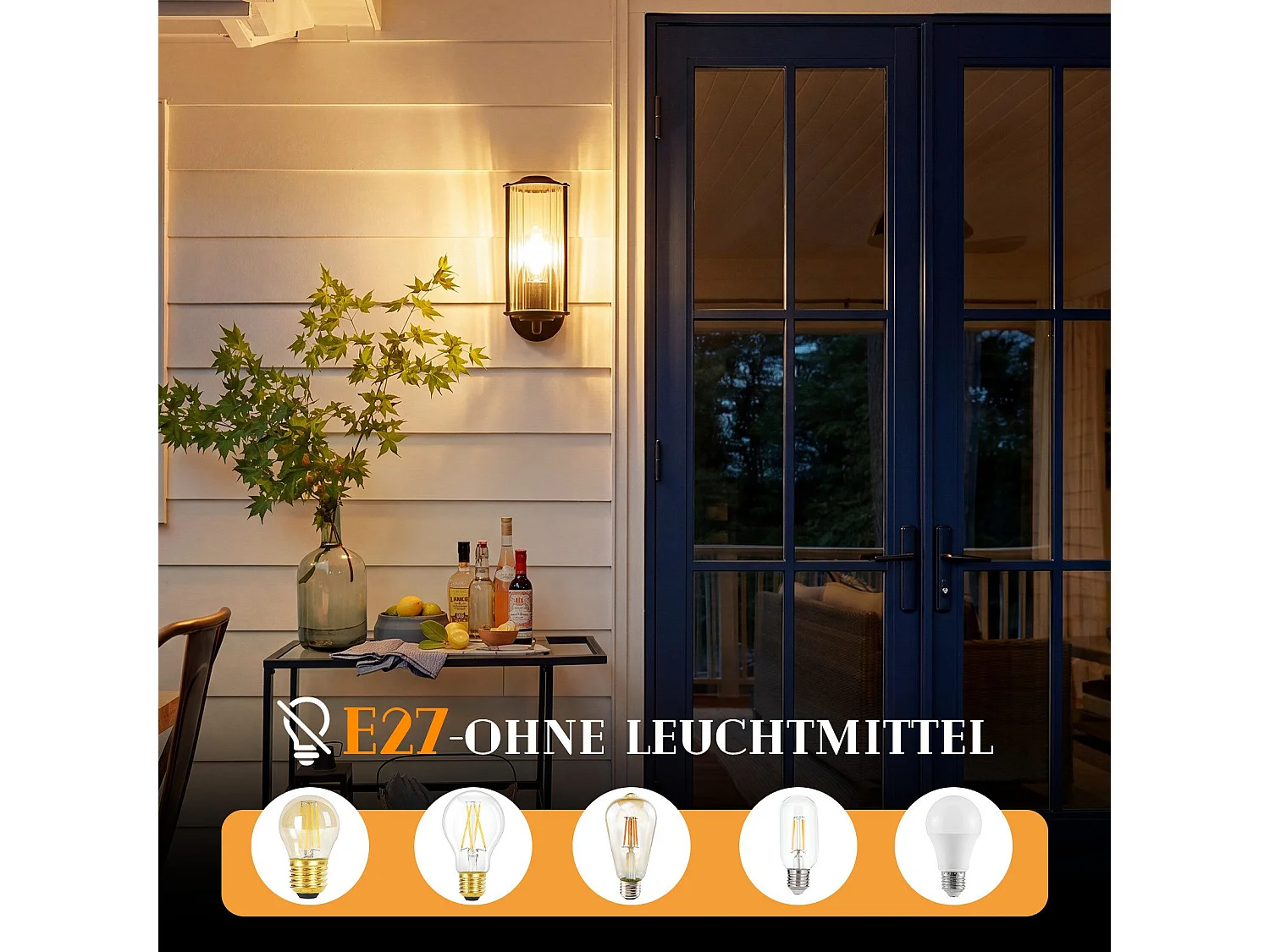 ZMH Applique Murale Extérieur/Intérieur Noir E27 Max 40W Pour Terrasse Balcon Façade Jardin (Sans Ampoule)