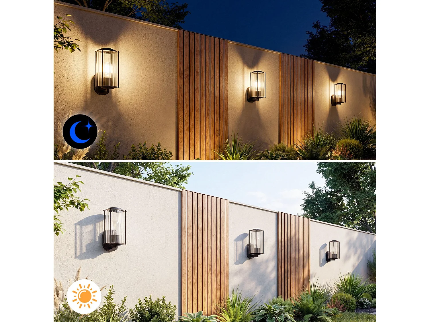 ZMH Applique Murale Extérieur/Intérieur Noir E27 Max 40W Pour Terrasse Balcon Façade Jardin (Sans Ampoule)