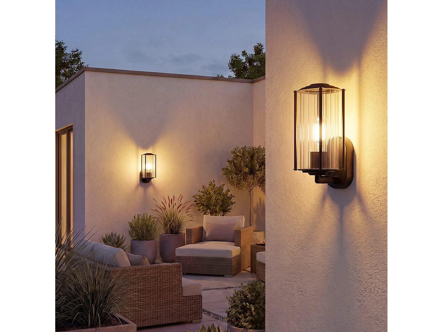 ZMH Applique Murale Extérieur/Intérieur Noir E27 Max 40W Pour Terrasse Balcon Façade Jardin (Sans Ampoule)
