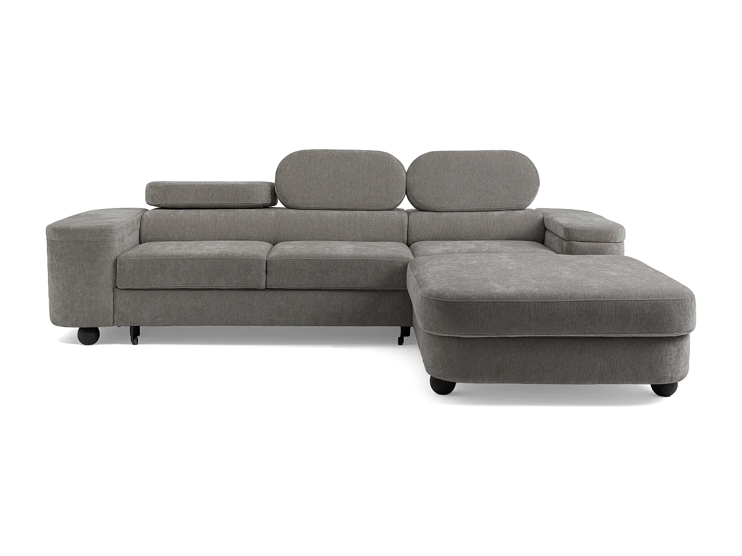 Canapé d'angle LOVE L Droit avec fonction couchage 124x210 Chenille Gris