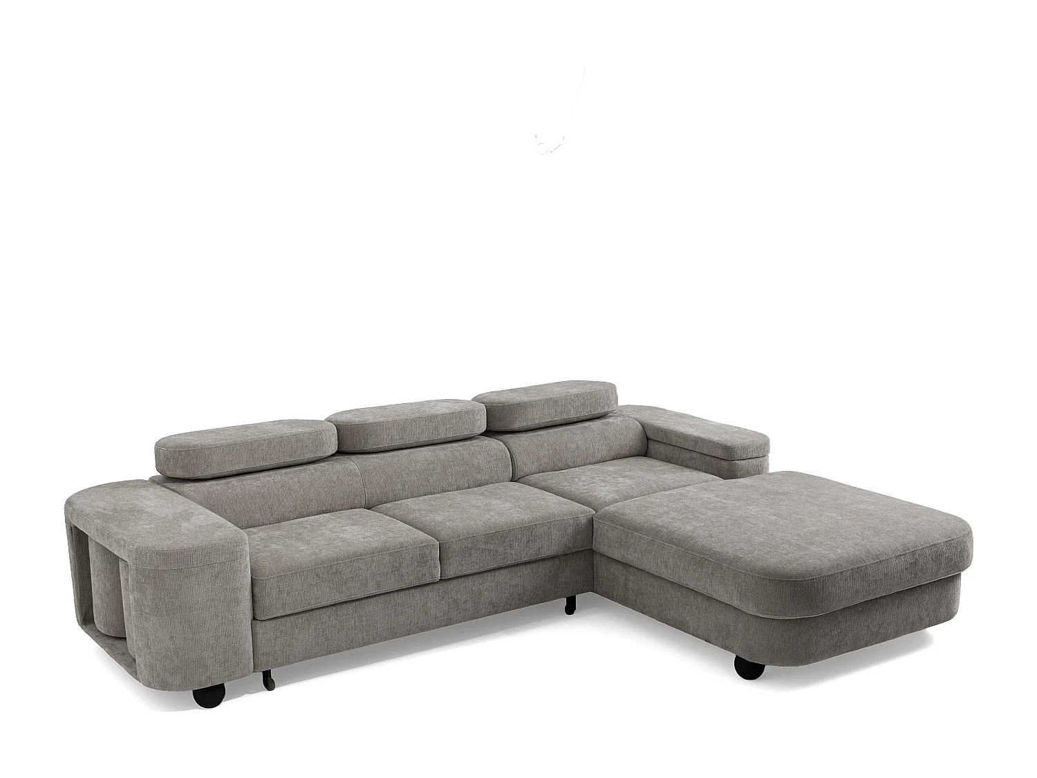 Canapé d'angle LOVE L Droit avec fonction couchage 124x210 Chenille Gris