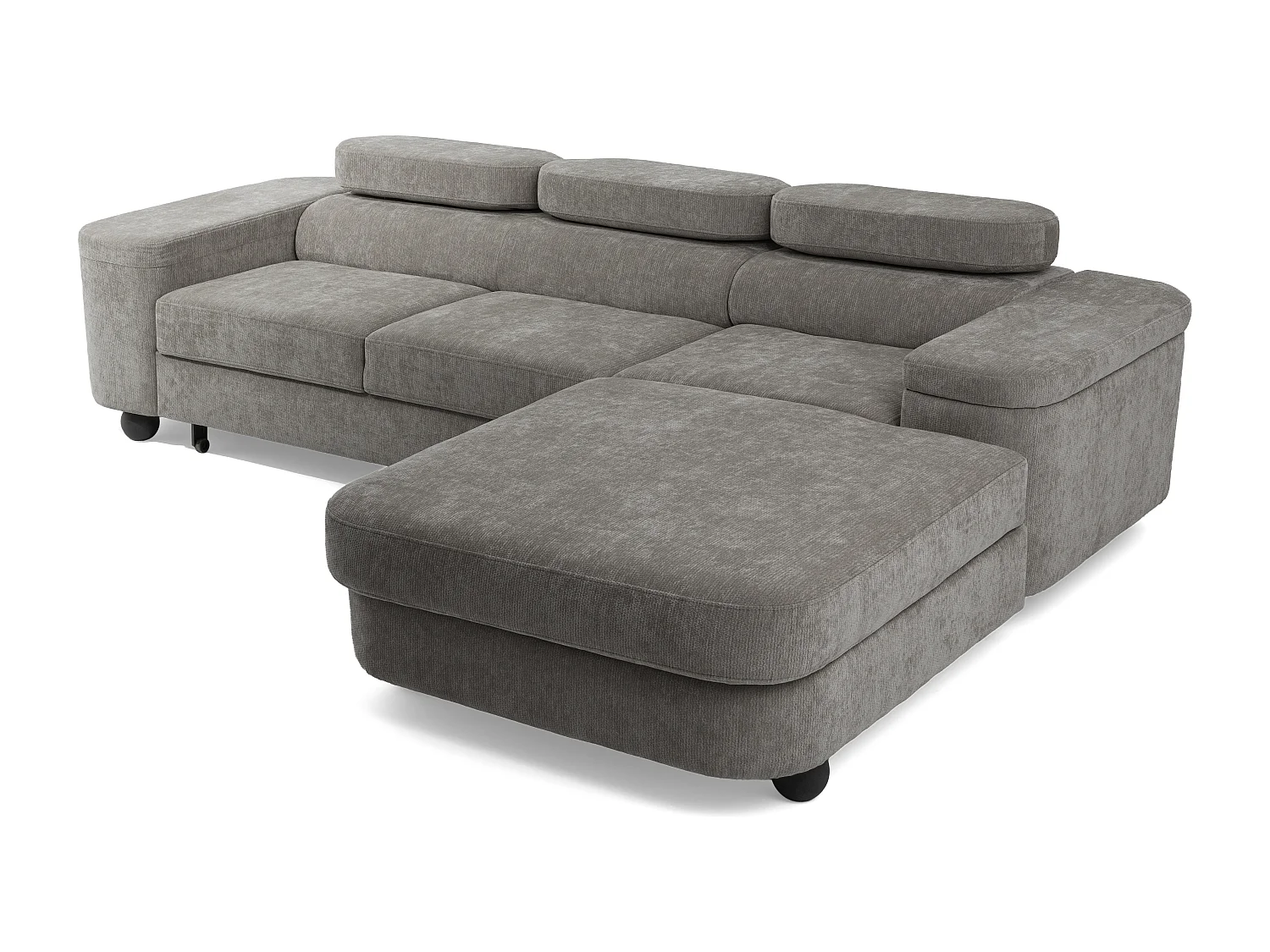 Canapé d'angle LOVE L Droit avec fonction couchage 124x210 Chenille Gris