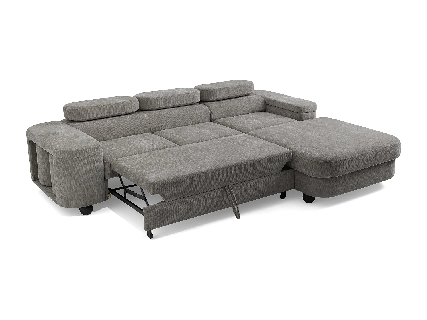 Canapé d'angle LOVE L Droit avec fonction couchage 124x210 Chenille Gris