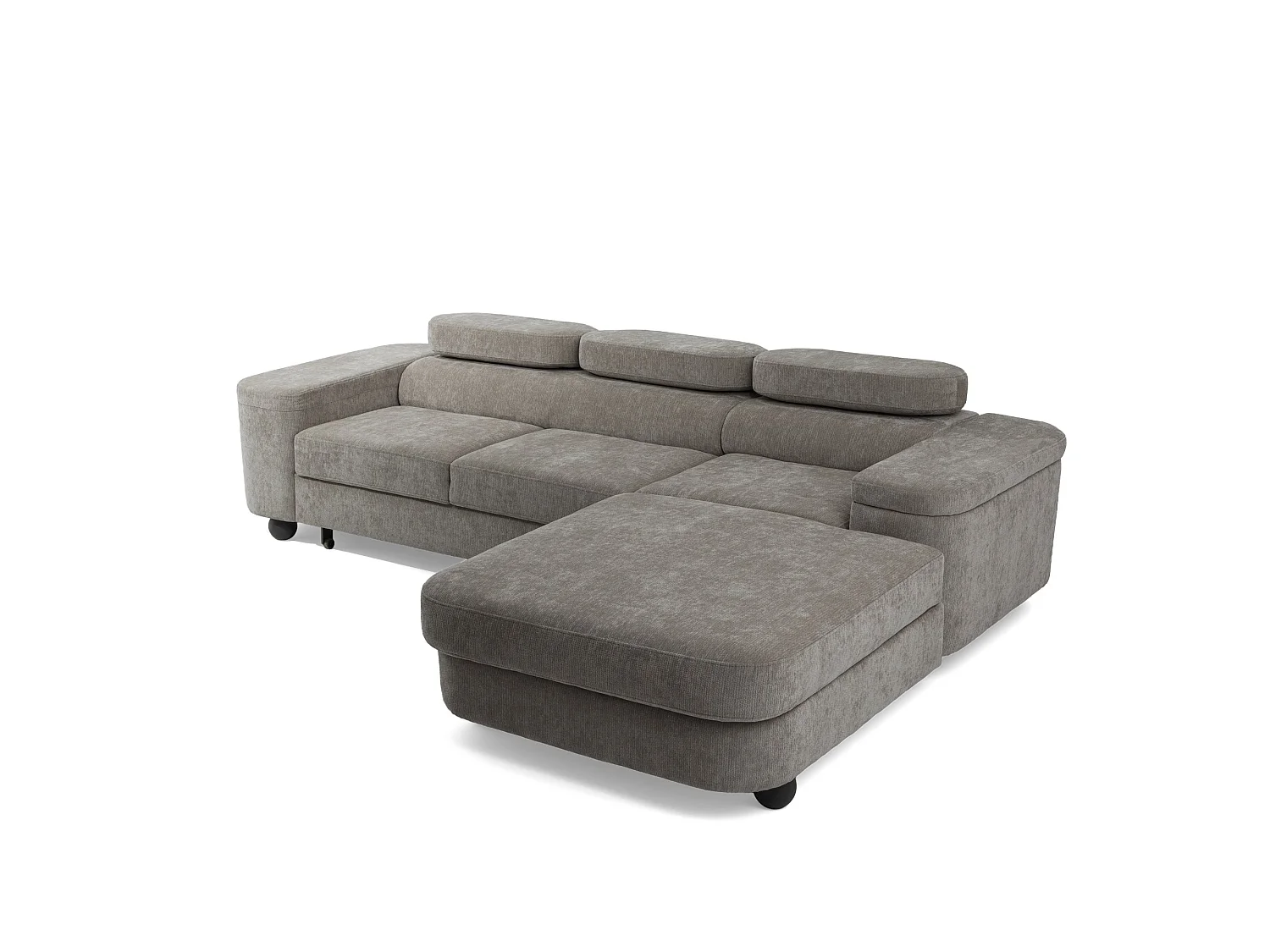 Canapé d'angle droit 3 places en tissu chenille gris LOVE