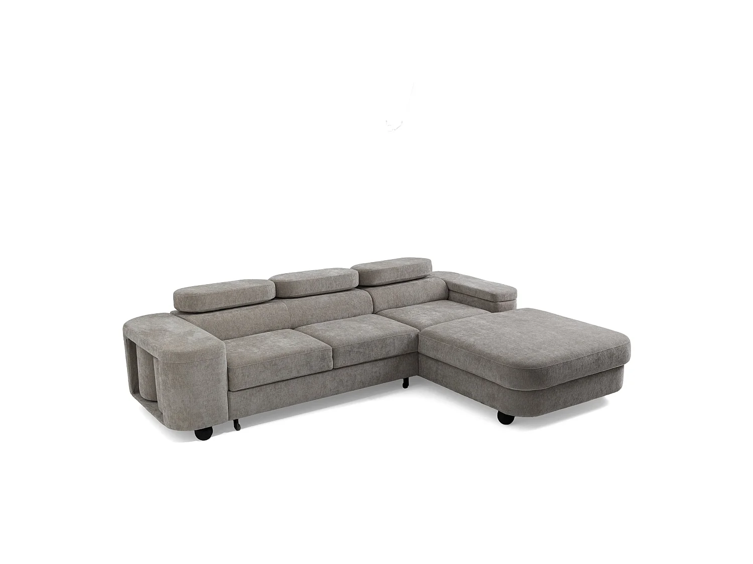 Canapé d'angle droit 3 places en tissu chenille gris LOVE