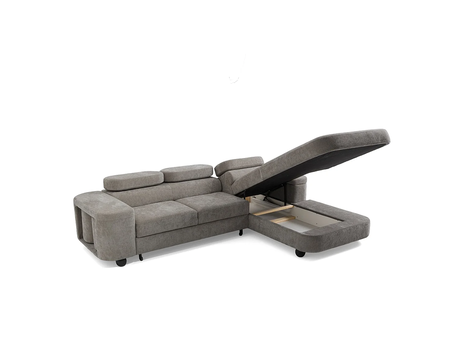 Canapé d'angle droit 3 places en tissu chenille gris LOVE