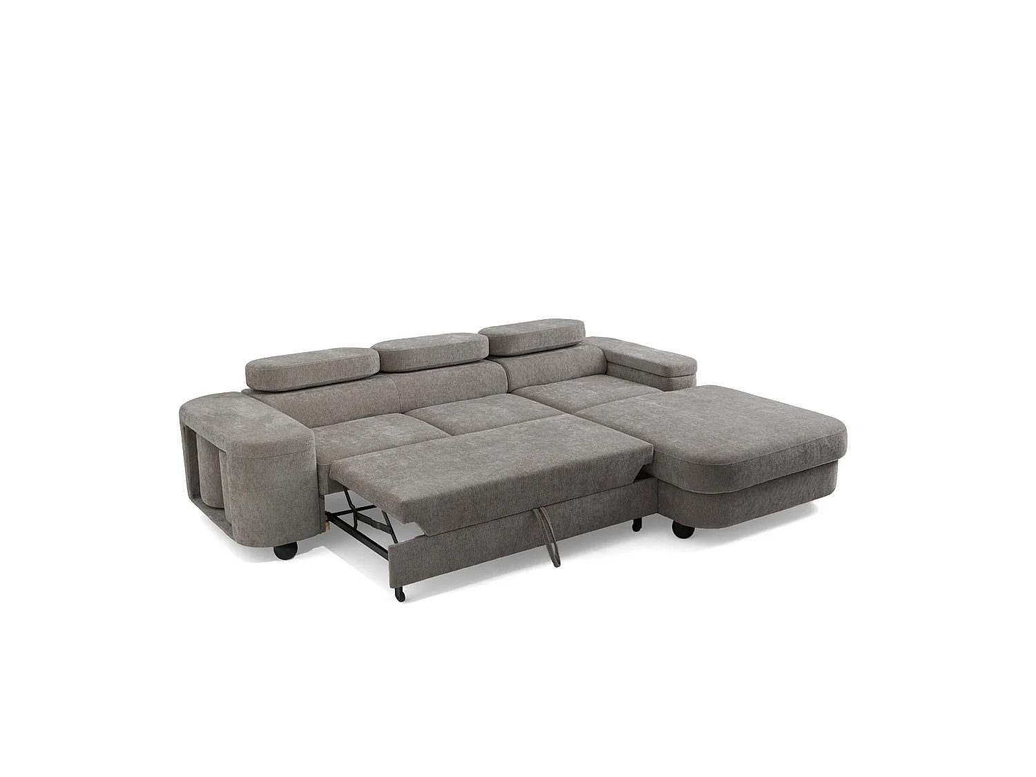 Canapé d'angle droit 3 places en tissu chenille gris LOVE