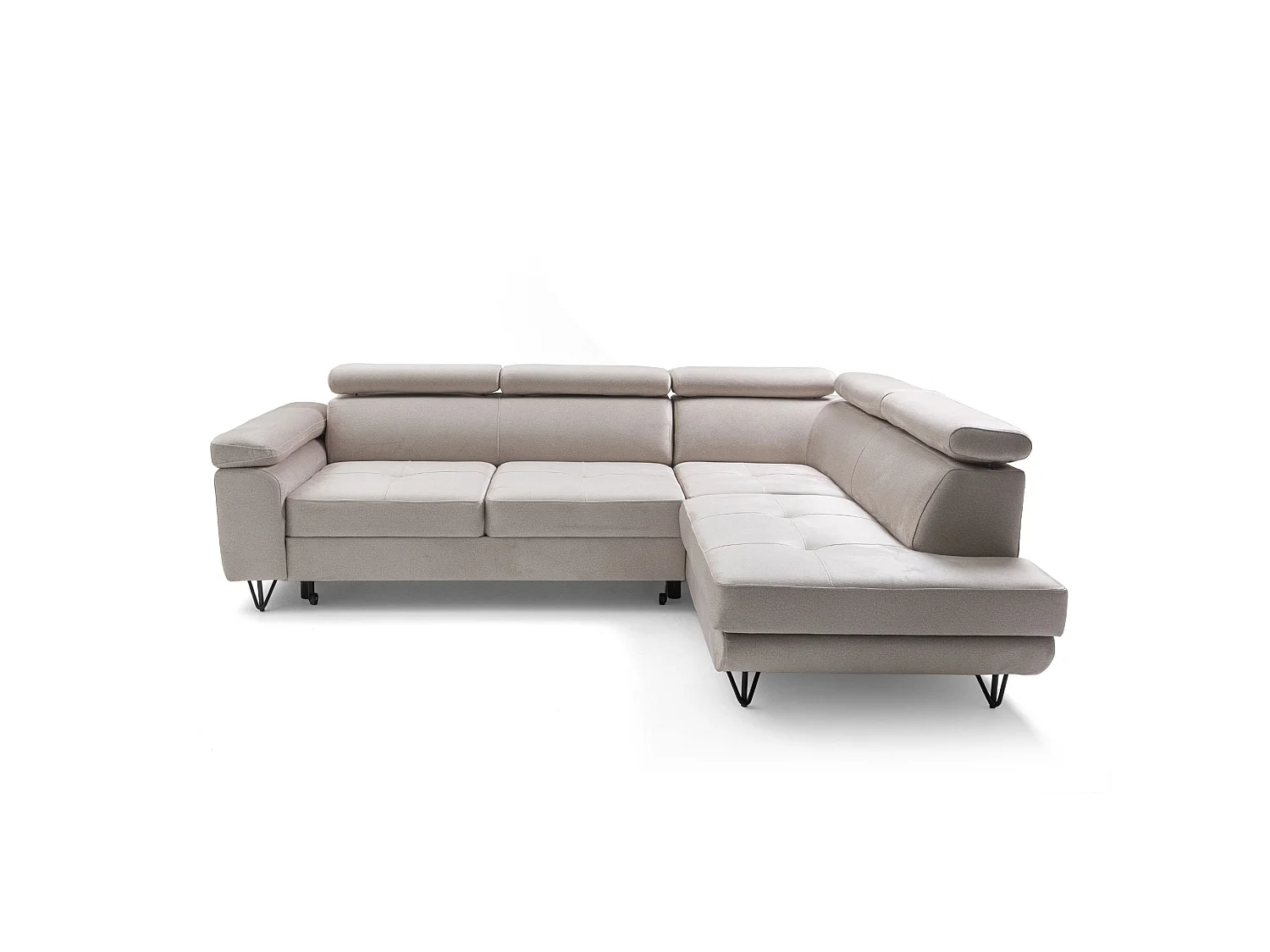 Hoekbank JUNIOR L rechts met slaapfunctie 128x194 velours crème