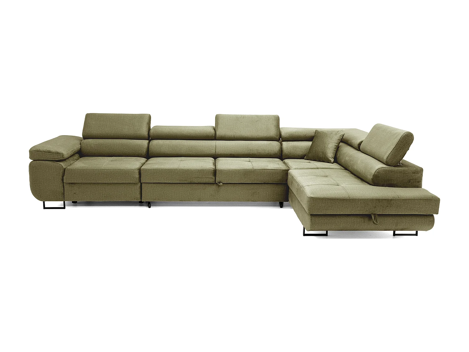 Hoekbank WILD MAXI L rechts met slaapfunctie 125x195 velours lichtgroen