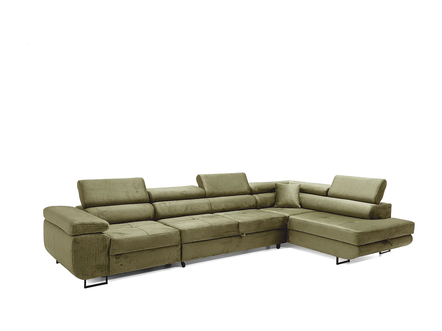 Hoekbank WILD MAXI L rechts met slaapfunctie 125x195 velours lichtgroen