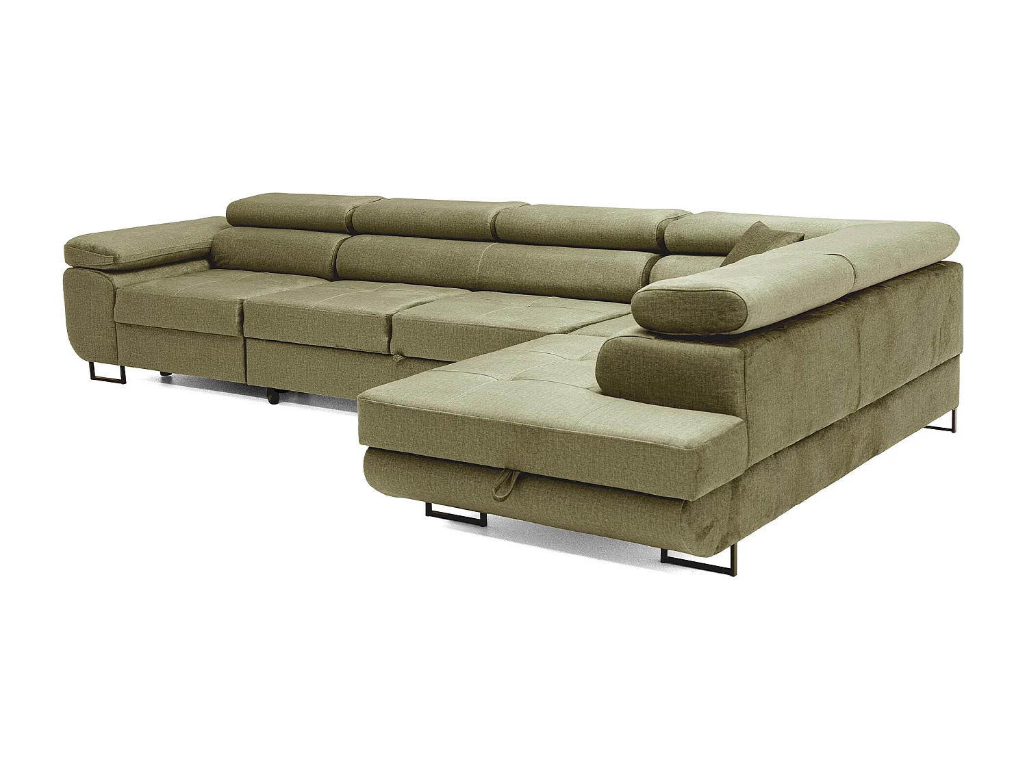 Hoekbank WILD MAXI L rechts met slaapfunctie 125x195 velours lichtgroen