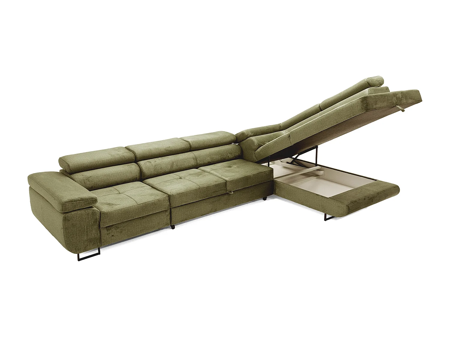 Hoekbank WILD MAXI L rechts met slaapfunctie 125x195 velours lichtgroen