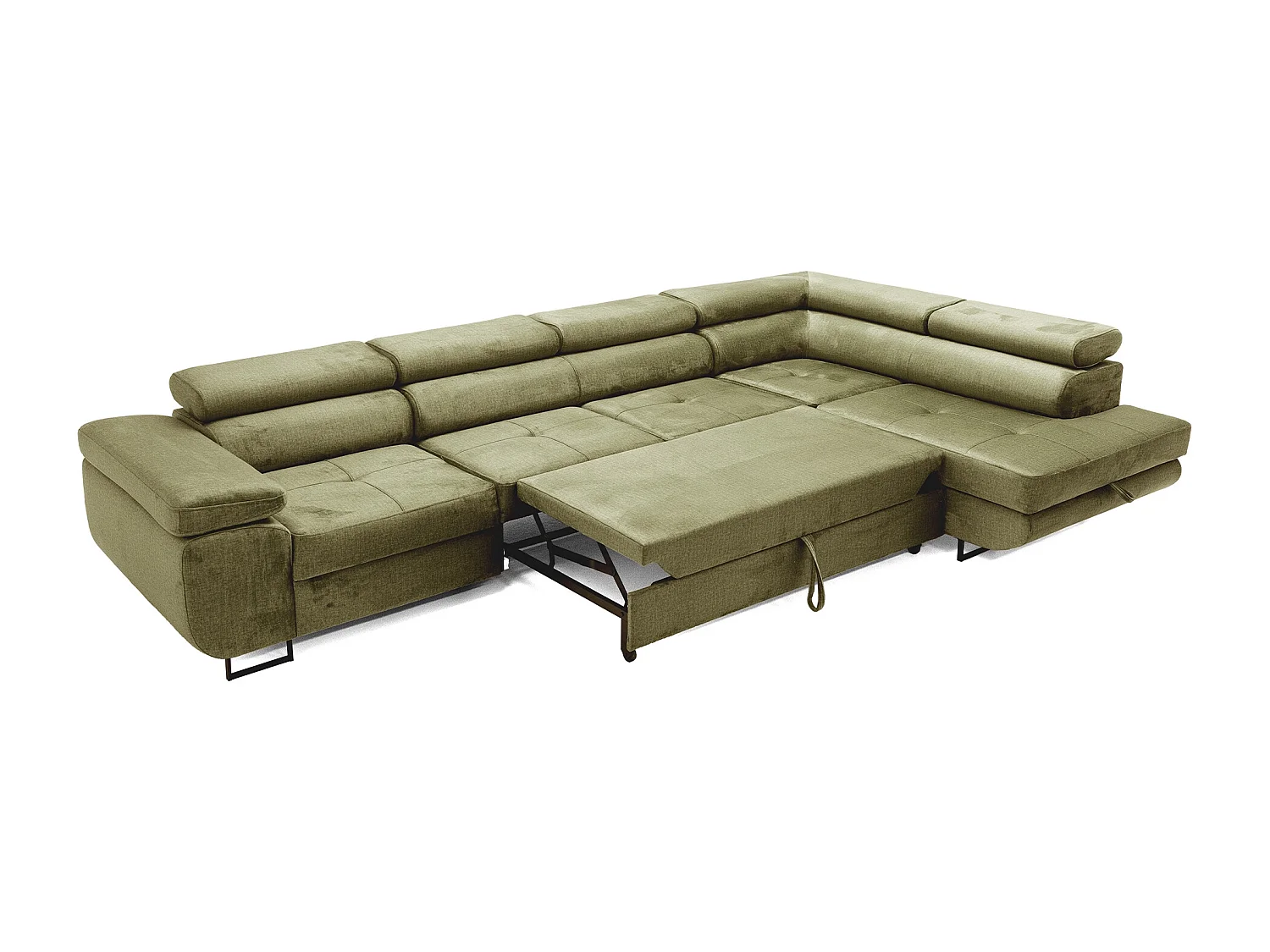 Hoekbank WILD MAXI L rechts met slaapfunctie 125x195 velours lichtgroen