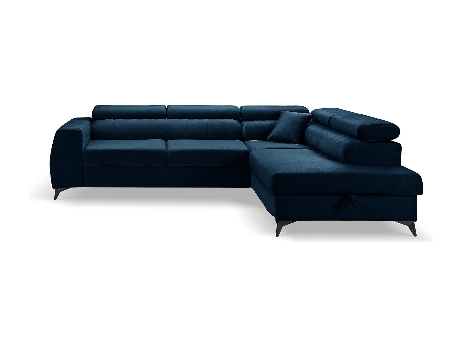 Ecksofa PIERO L links mit Schlaffunktion 125x195 Velours marineblau