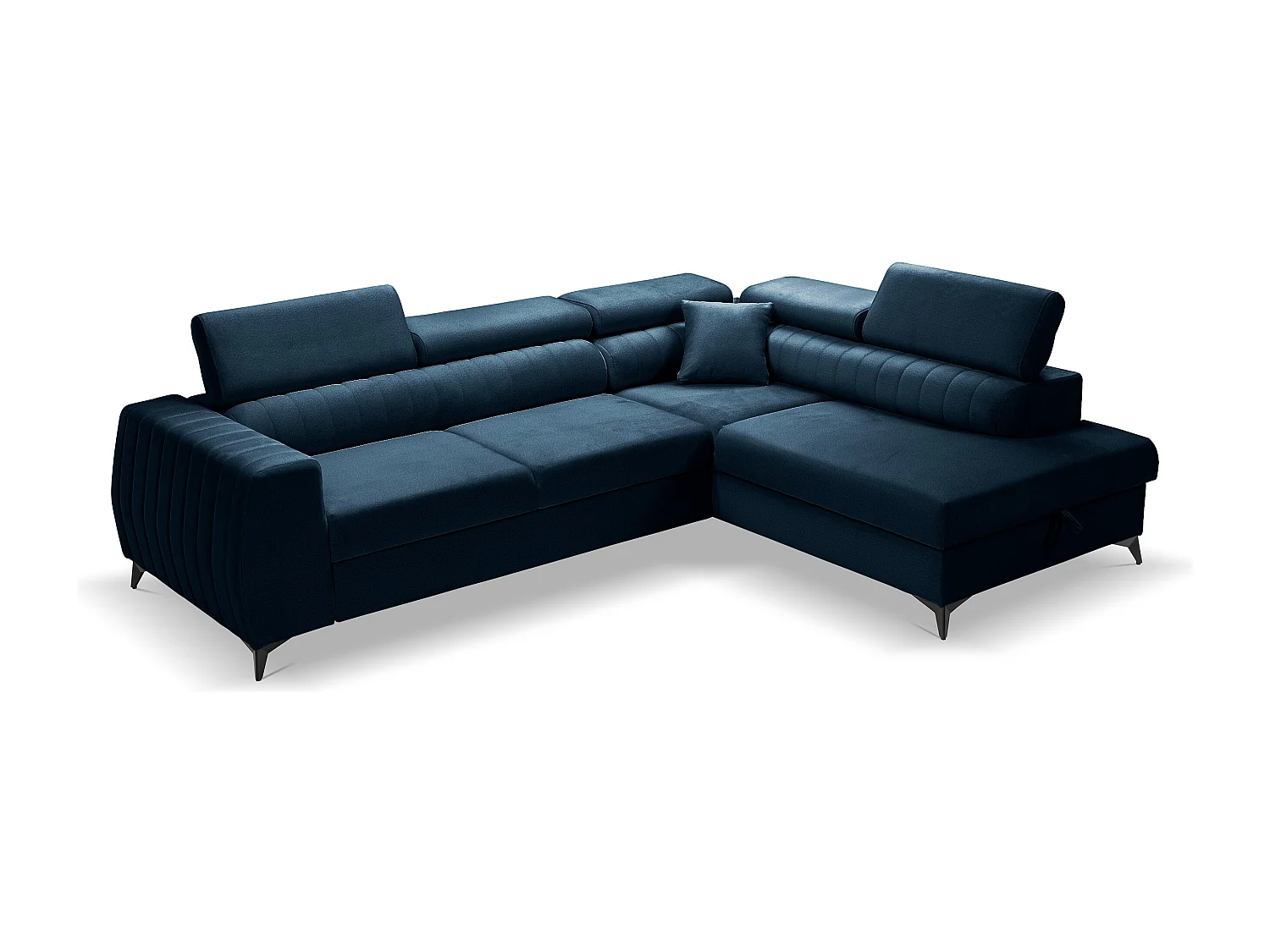Ecksofa PIERO L links mit Schlaffunktion 125x195 Velours marineblau