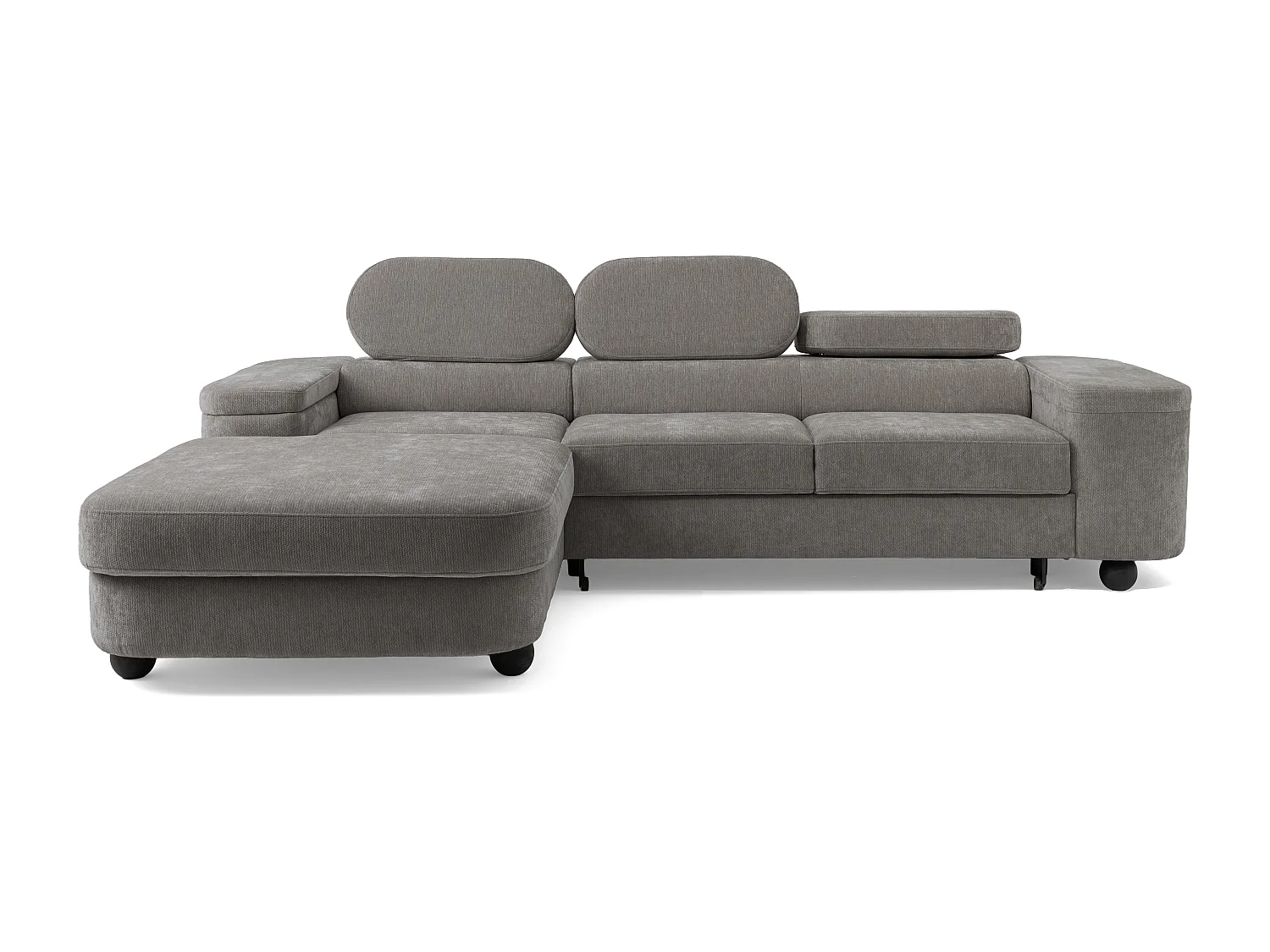 Canapé d'angle LOVE L Gauche avec fonction couchage 124x210 Chenille Gris