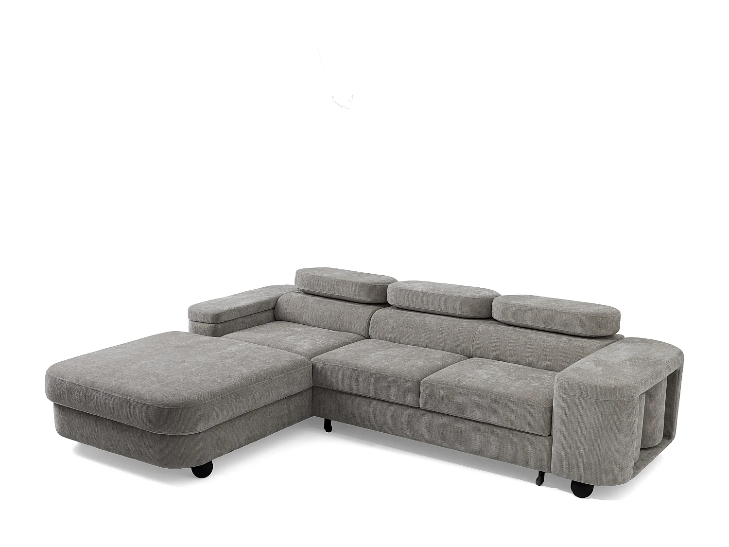Canapé d'angle LOVE L Gauche avec fonction couchage 124x210 Chenille Gris