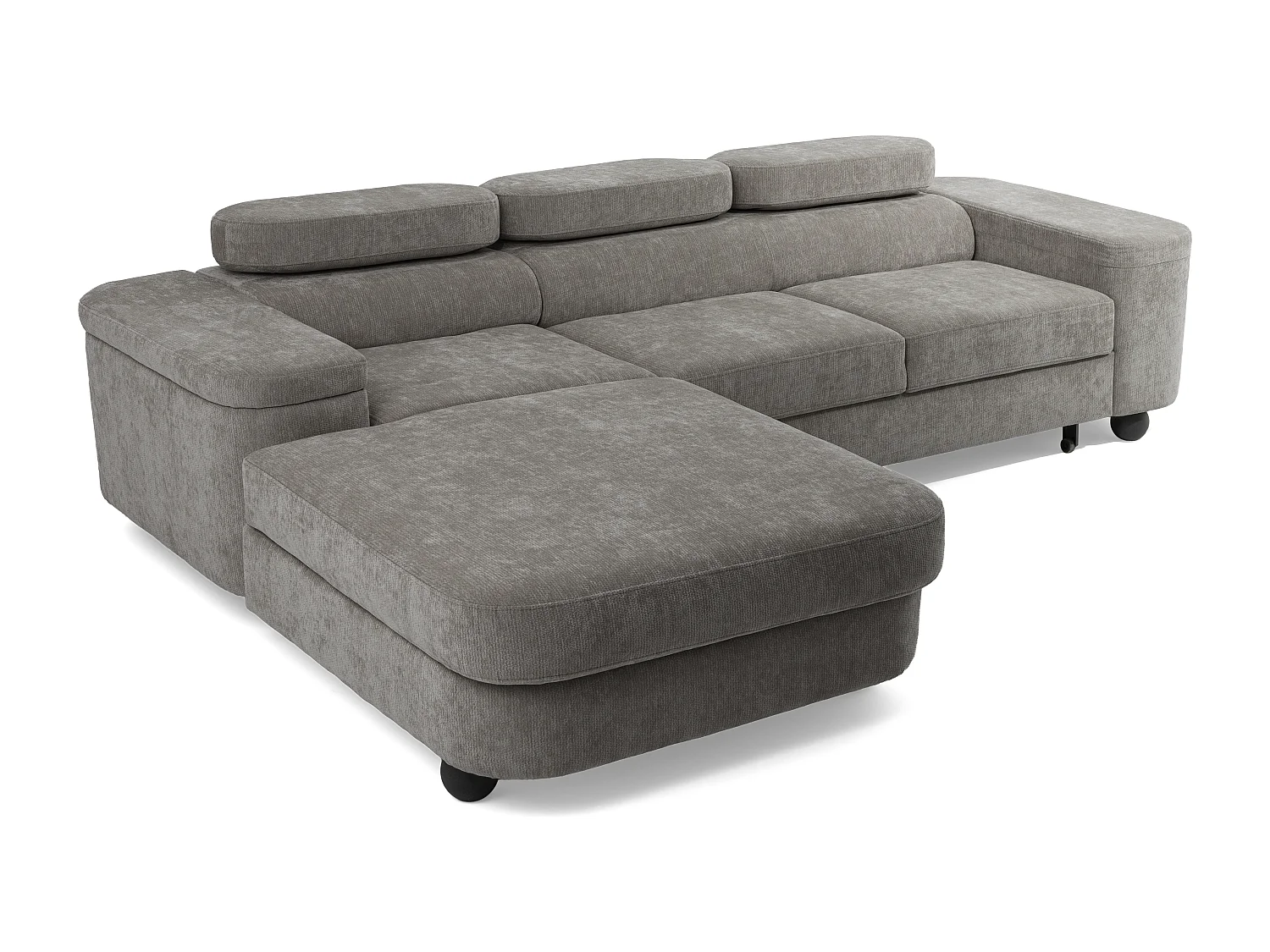 Canapé d'angle LOVE L Gauche avec fonction couchage 124x210 Chenille Gris