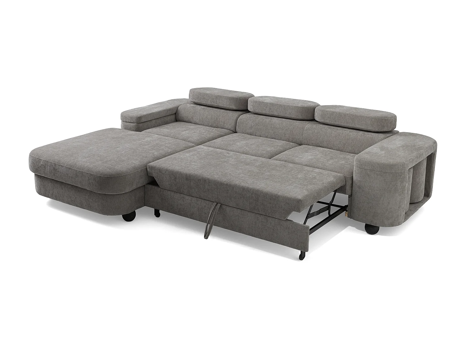 Canapé d'angle LOVE L Gauche avec fonction couchage 124x210 Chenille Gris