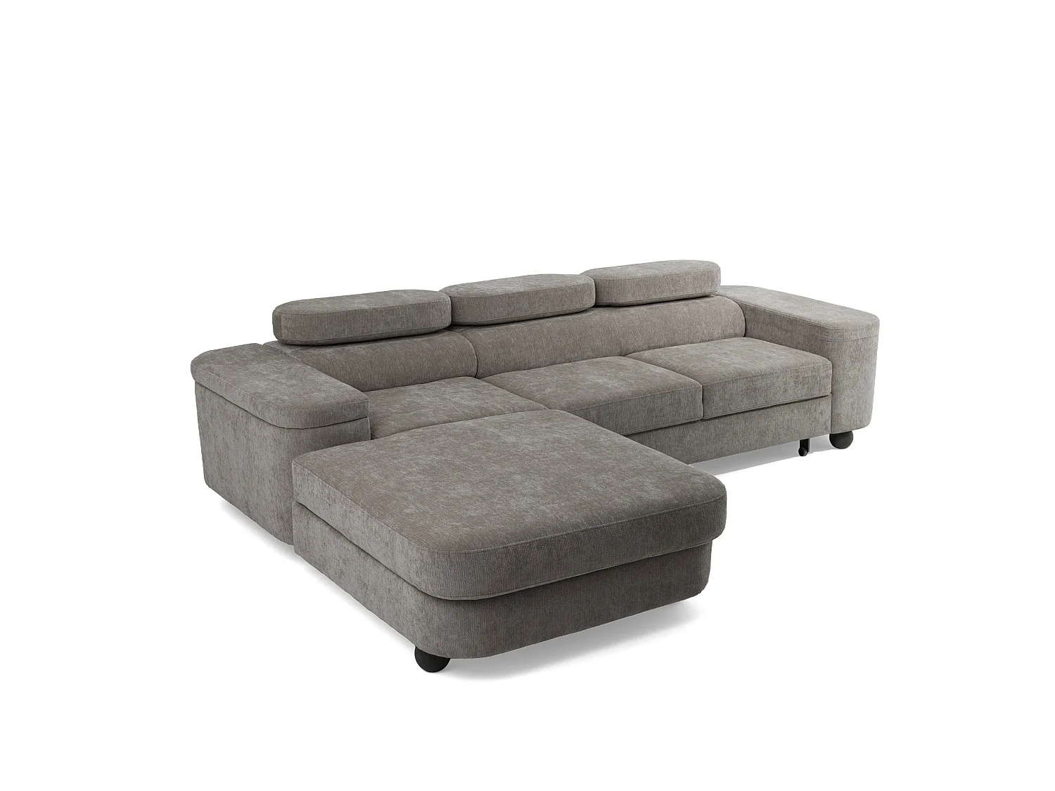 Canapé d'angle gauche 3 places en tissu chenille gris LOVE