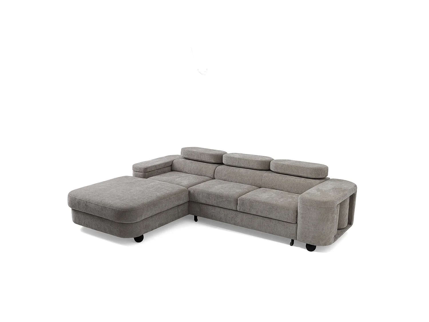 Canapé d'angle gauche 3 places en tissu chenille gris LOVE