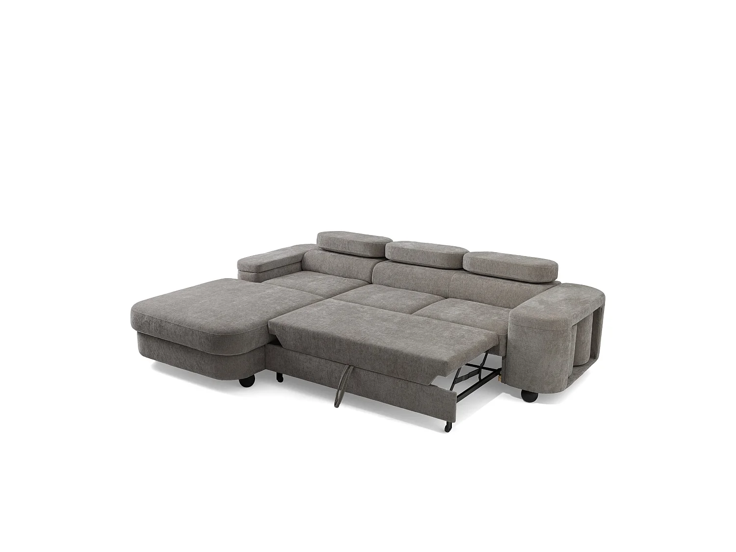 Canapé d'angle gauche 3 places en tissu chenille gris LOVE