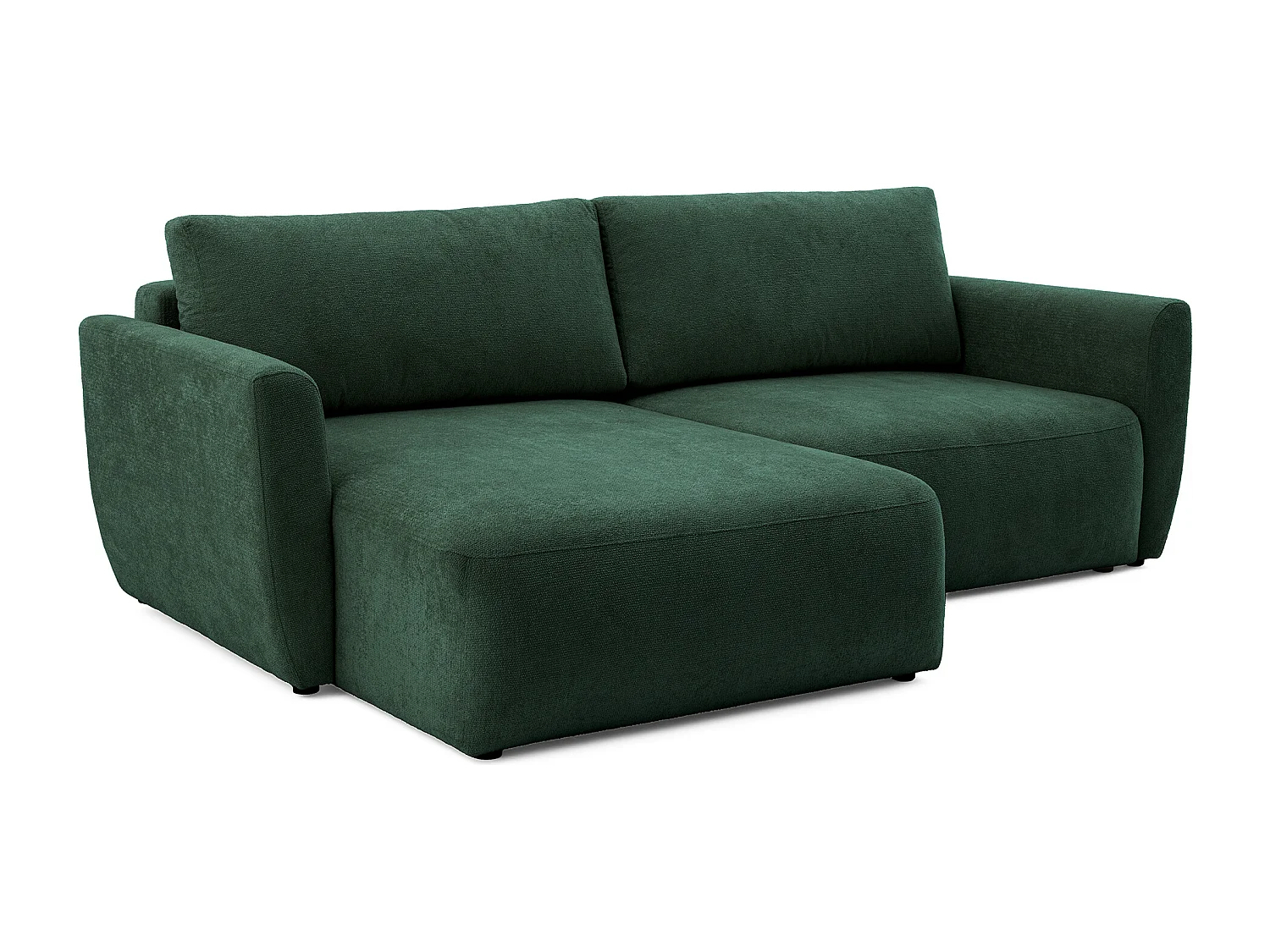 Canapé d'angle BELLA L Gauche avec fonction couchage 140x205 Velours Vert