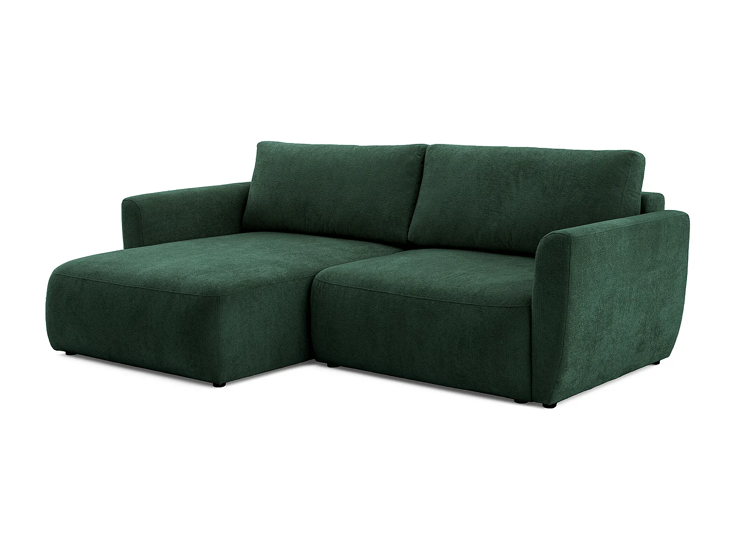Canapé d'angle BELLA L Gauche avec fonction couchage 140x205 Velours Vert